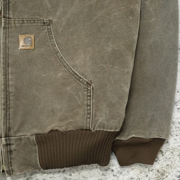 Vintage Carhartt J130 CHT Chestnut Faded Brown Hooded Jacket Size Medium - Picture 7 of 16